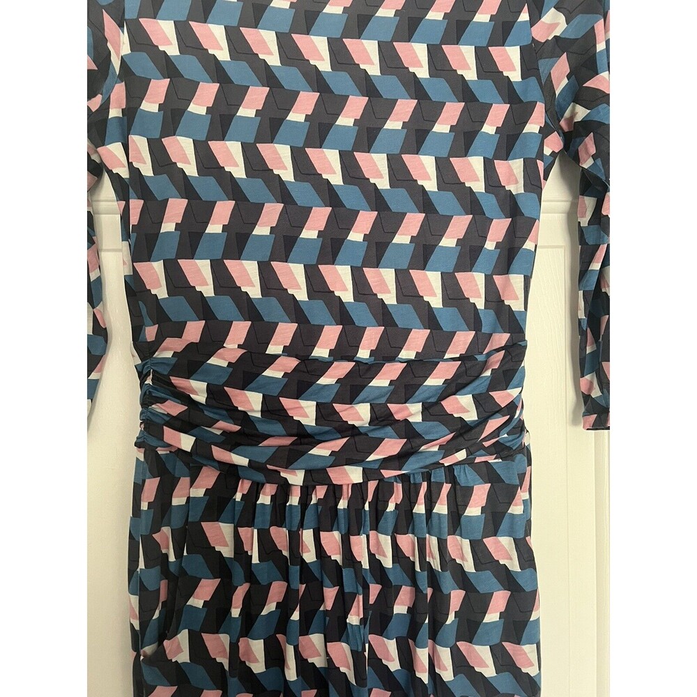 Boden Dress Geometric Print Midi Lined Size 8L Pockets - Picture 3 of 12